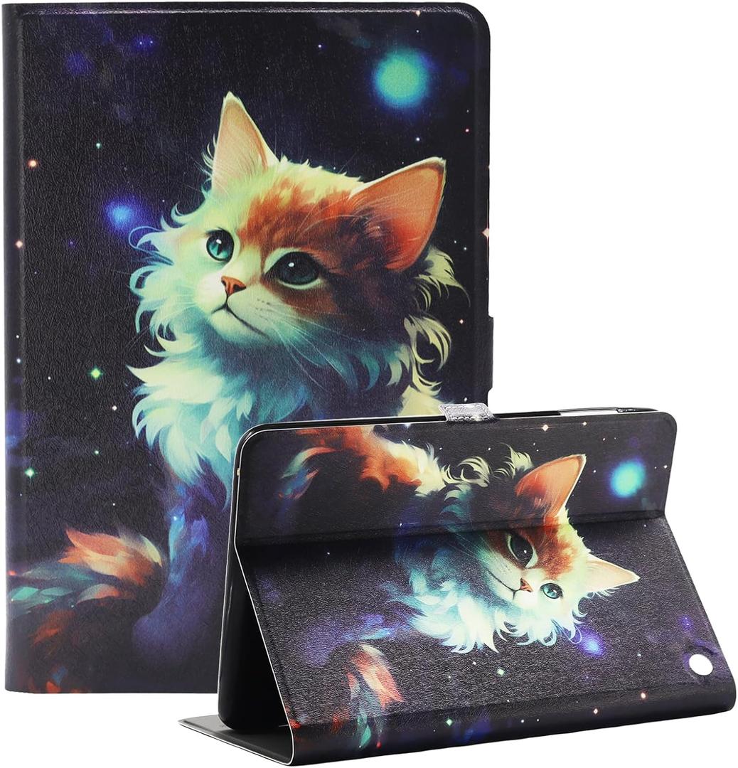 Amazon Kindle Fire HD 10 and Fire HD 10 Plus 10.1" Tablet Case (13th/11th Generation 2023/2021 Release), Slim Fit Leather Stand Smart Cover with Auto Sleep/Wake, Cute Cat