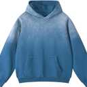 Oversized Acid Wash Hoodie Sweatshirt for Unisex, Heavyweight Vintage Cotton Pullover Streetwear (Medium, Bovine Blue)