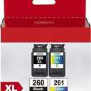 260XL 261XL Replacement for Canon Ink 260 and 261 Ink Cartridges PG260 XL CL261 XL for Canon Pixma TS6420a TS6420 TS6400 TR7020a TR7020 TR7000 TS5300 TS5320 Printer Ink Cartridge (1 Black,1 Color)