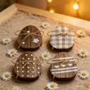 4 Pcs Boho Easter Decor Wood Egg Farmhouse Table Centerpiece Tiered Tray Decorations - 3.1x3.9 Inch Wooden Egg Signs for Shelf Mantel Tabletop Spring Home Decor