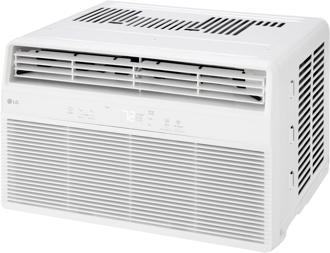 LG 6,000 BTU Window Air Conditioner, Cools 250 Sq.Ft. (10' x 25' Room Size), Quiet Operation, Electronic Control with Remote, 2 Cooling & Fan Speeds, 2-Way Air Deflection, Auto Restart, 115V (Bright White)