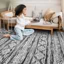 Tortania Area Rug Living Room Rugs - 8x10 Washable Large Soft Neutral Boho Moroccan Bohemian Farmhouse Rug Indoor Floor Carpet for Bedroom Under Dining Table Home Office Decor - Black White
