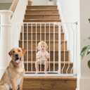 29-43" Baby Gate for Stairs, Baby Safety Essentials, Auto Close Gate for Doorways, Easy Install Pressure Mounted Dog Gate Indoor, Pet Gates for Dogs, White