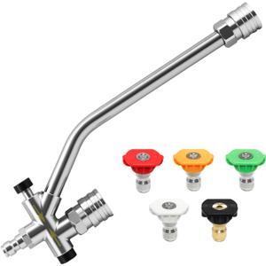 JANZ Foam Cannon Dual Connector Accessory for Pressure Washer Kit, 1/4'' Quick Connector, Soap Cannon Double Tip Attachment, 5 Power Washer Sprayer Nozzles