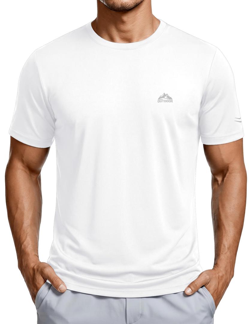 ASPO Men's T-Shirts Moisture Wicking Workout Shirt Lightweight Athletic Quick Dry Gym Shirt for Men Casual Outfits White L (White, L)
