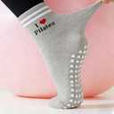 ZGLHUA Pilates Socks For Mother's Day,Heart Grip Pilates Socks Cuffs,Anti-Skid Cotton Grip for Ballet,Home,Studio 4Pair (US, Numeric, 00, 0, Regular, Regular, Crew Black1 White1 Short Gray1 Pink1)