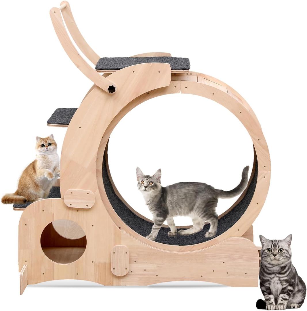Cat Wheel 7-in-1 Upgraded Exercise Treadmill for Indoor CatsCat Treadmill with Silent Running Wheel, Cat Tunnel, Cat Wheels for Indoor Cats, Perfect Cat Jym & Toy for Endless Fun & Fitness