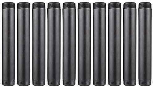 Niubid 10 Pack 1 Inches x 8 ​Inches Black Malleable Steel Nipples Fitting, DIY Steampunk Industrial Vintage Style