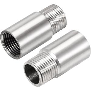 uxcell Shower Head Extension Arm Stainless Steel 1/2PT Male to 1/2PT Female Thread 50mm Length Cast Pipe Fitting Coupler 2Pcs
