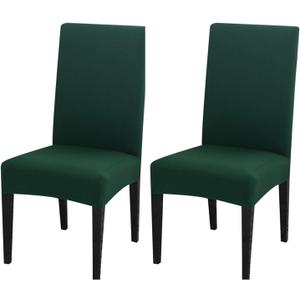 2 Pack Dining Chair Covers, Stretch Spandex Removable Washable Protector Chair Slipcovers for Dining Room Kitchen Hotel (Hunter Green)