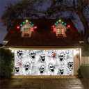 Halloween Garage Door Cover Decorations, Creepy Skeleton Haunted House Party Supplies Large Hanging Backdrop Favors Garage Window Wall 13x6ft