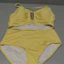 Herseas 2 Piece Bikini Set U-Wire Cutout Popular Swimsuit High Waisted Textured 2026 Summer Beach Swim Bathing Suits, Yellow, Large