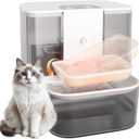 Cat Water Fountain with Heating, No Filters, Wastewater Separation, Ceramic Bowl Preventing Black Chin, 4.5L Automatic Wireless Water Dispenser for Cats and Small Dogs