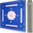 Mahjong Mat 33"x33",Non-Slip & Noise Reduction Mahjong Table Mat,Portable Game Mat for Poker,Board Games,Tile Games,Card Games,Dominoes(Blue)