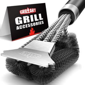 GRILLART Grill Brush and Scraper with Deluxe Handle, Safe Wire Grill Brush BBQ Cleaning Brush Grill Grate Cleaner for Gas Infrared Charcoal Porcelain Grills, BR-8529 GRILLART Grill Brush and Scraper with Deluxe Handle, Safe Wire Grill Brush BBQ Cleaning Brush Grill Grate Cleaner for Gas Infrared Charcoal Porcelain Grills, BR-8529