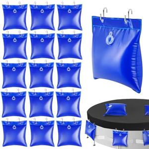 12 Pack Pool Cover Weights with 32 Hooks, Leakproof Square Swimming Pool Cover Hanging Bag, Thick PVC Pool Water Bags, Antifreezing Winter Pool Tarp Weights for Above Ground Pool Cover