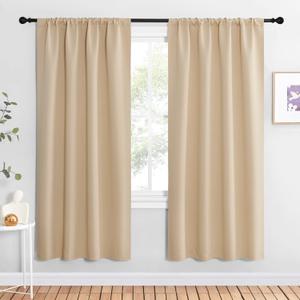 NICETOWN Kitchen Room Darkening Curtains - Panel Home Fashion Thermal Insulated Solid Rod Pocket Curtains for Window(Biscotti Beige, Pair of 1, 42 inches Wide by 72 inches Long)