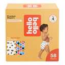 Hello Bello Premium Diapers Size 4 (22-37lbs), Busy Bees & Hive Five Designs, 58ct Club Box