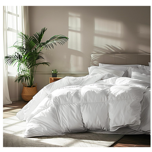 Serta Goose Feather Down Fiber Cotton Comforter Queen Size  100% Cotton Duvet Insert  Hotel Luxury Hypoallergenic Bedding Comforter All Season Medium Warmth