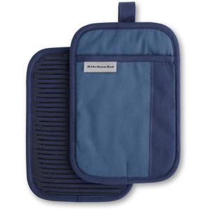 KitchenAid Beacon Two-Tone Non-Slip Pot Holder Set, Navy/Ink, 7"x10", 2 Piece