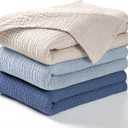 lulumoon Muslin Swaddle Blanket Baby - Cotton Swaddling Blanket Soft Baby Receiving Blankets Neutral 3Pack(Navy)