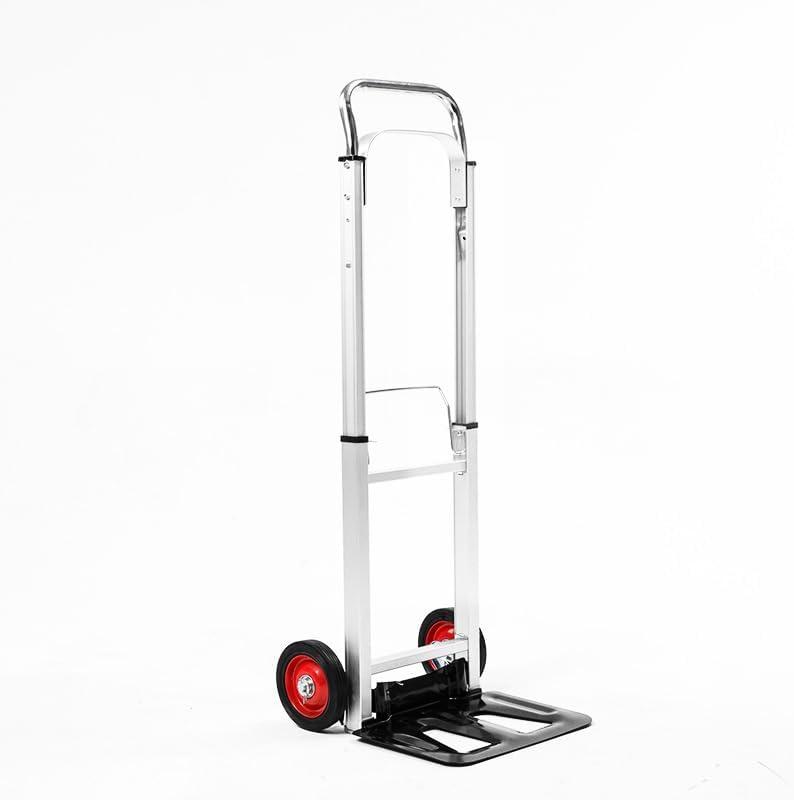 LEADALLWAY Hand Truck Aluminum Foldable Hand Cart with 6" Wheels 220 lbs Capacity