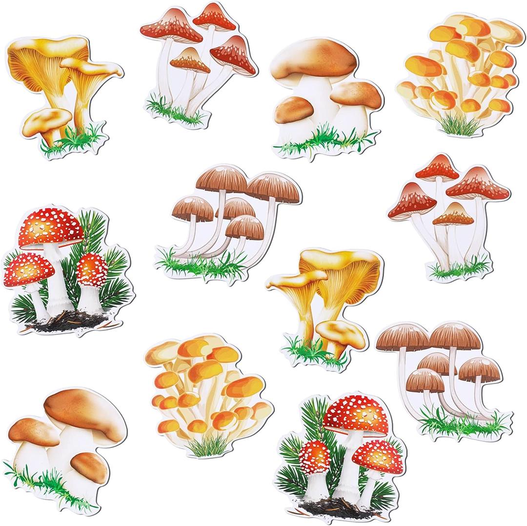 Konohan 12 Pcs Mushroom Fridge Magnets, Cute Aesthetic Refrigerator Magnets, Vintage Cottagecore Kitchen Decor for Fridge, Whiteboard, Locker, Colorful Mushroom Decor Magnet Set