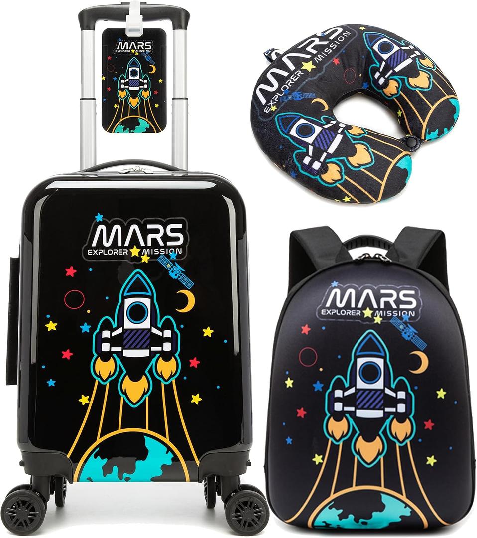 Kids Caary on Luggage Sets for Boys with Wheels Hardshell Suitcases with Hard Shell Suitcase Set for Airplane, 28 inches