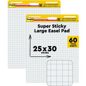 Post-it Super Sticky Easel Pad, 25 x 30 Inches, 30 Sheets/Pad, 2 Pads (560), Large White Grid Premium Self Stick Flip Chart Paper, Super Sticking Power