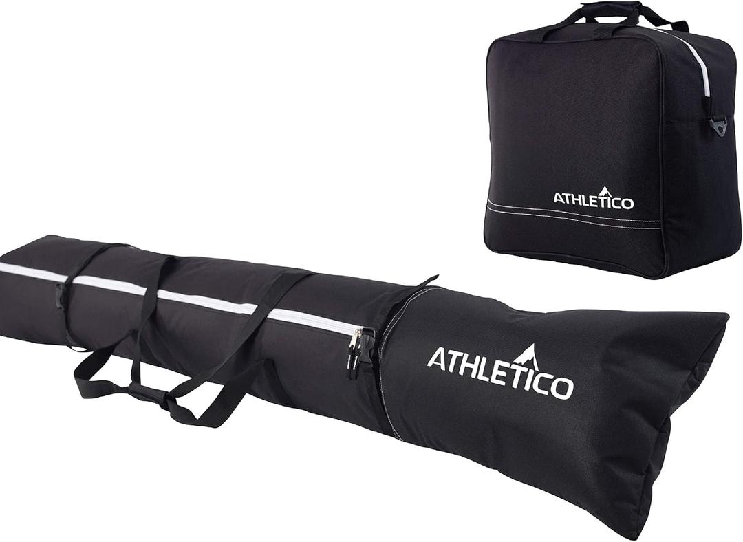 Athletico Ski & Boot Bag Combo | Store Skis Up to 200 CM & Boots Up To Size 13 | Includes 2 Padded Bags (Black (Padded))