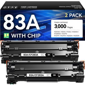 83A Toner Cartridge Black 2-Pack High Yield Replacement for HP 83A CF283A Compatible with LaserJet Pro MFP M125a M125nw M125rnw M127fn M127fp M127fw M127fs M201dw M201n M225dn M225dw Printer Ink Copy