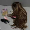 Wig with Bangs for Women Brown Blonde Highlight Straight Face-Framing Layers Hairstyle 4x4 Realistic Scalp Glueless Synthetic Wigs Medium Length for Everyday Use