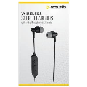 Acoustix Wireless Stereo Earbuds w/ Microphone & Remote (KHFBTS605-BK)