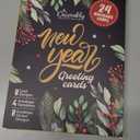 Decorably 24 Pack Gold Foiled 6x4in Happy New Year Cards with Envelopes and Stickers, 8 Elegant Design Happy New Year Greeting Cards with Printed Message Inside