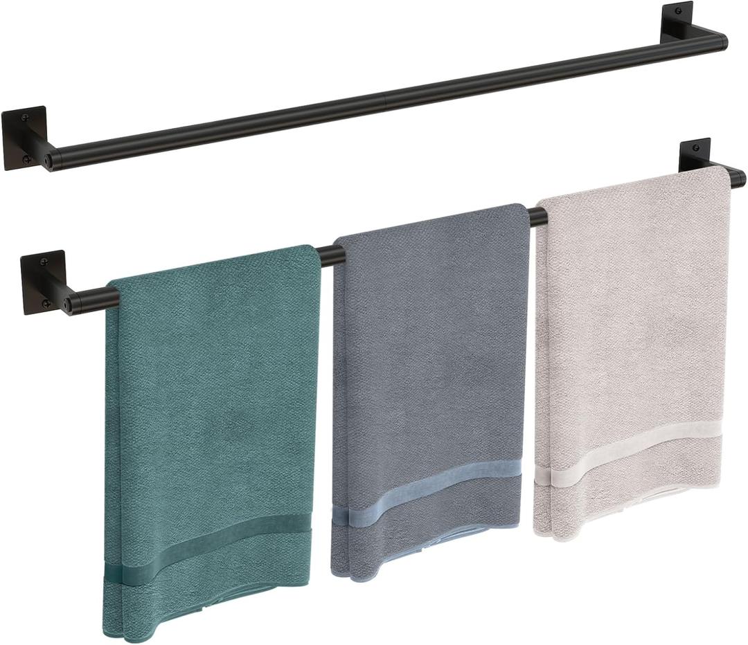 2 Packs 32 Inch Bathroom Towel Bar, 2Pcs Towel Racks for Bathroom, JIAPAIDUO Bathroom Towel Rack Wall Mounted, Bath Hand Towel Holder Organizer, Modern Home Decor Towel Rod Bathroom, Matte Black