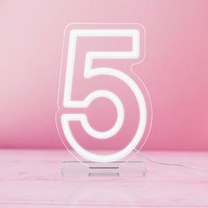 YALLOVE Neon Sign Number 5, 9.8 inches Height USB Powered Night Light-up Numbers for Birthdays Decor, Party Anniversary, Cafe Bar Decor (Small)