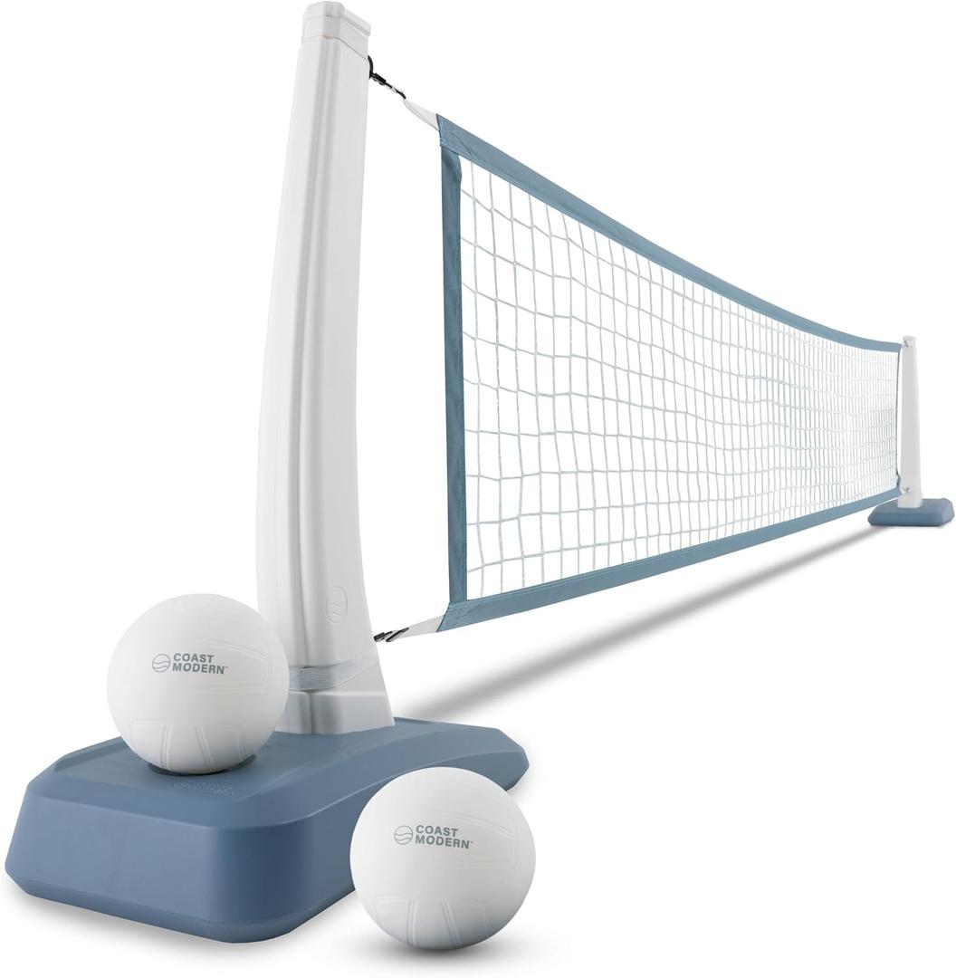 Coast Modern Pool Volleyball Net - Premium Volleyball Pool Game Set for Adults & Family - Accessories Included, 15 ft x 1.2 ft