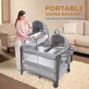 JOYMOR Twin Bassinet for Baby, Bedside Bassinet, Convertible to Bedside Sleeper and Playpen, with Wheel, Brake, Foldable Side Sleeper, Gray, 43*30*33 inch