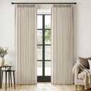 MIULEE Pinch Pleated Thick Linen Curtains 96 Inches Long 2 Panels for Living Room Bedroom, Memory Trained Drapes Pinch Pleat Back Tab Semi Sheer Privacy Neutral Ivory Cream Farmhouse Window Curtains, 40"W x 96"L