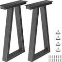 28 Inch Metal Table Desk Legs Trapezoid, Heavy Duty Industrial Style Dinning Table Leg, DIY Furniture Feets with Adjustment Feet Pads, Black
