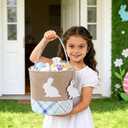 Easter Basket  Bunny Basket with DIY Blank Wooden Bunny Tag for Kids, Boys, Girls, Easter Egg Hunt, Candy Gift Storage (Bule)