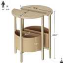Vagusicc Small Round Side Table End Table, Tall Accent Table with Storage Basket, Set of 2 Half Round Tables Half Moon Tables, Coffee Bedside Tables, Modern Nightstand for Living Room Bedroom,Natural