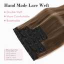 REECHO Clip in Hair Extensions, Hair Extensions Thick Long Lace Weft Lightweight Synthetic Hairpieces for Women 24 Inch-240 Gram(Pack of 5), Chocolate Brown with Highlights