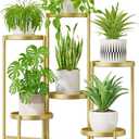 iDavosic.ly 6 Tier Large Plant Stand Indoor, 10 Inch Wide Tall Corner Metal Plant Stands Outdoor for Multiple Plants, Folding Tiered Flower Display Holder Rack Shelf, Gold
