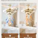42 Inch Retractable Ceiling Fan with Lights, Gold Fandelier Chandelier Fan with Remote, 6-Speed Silent DC Motor, 3000K-6500K Dimmable LED Light, Modern Ceiling Fan for Bedroom Living Room Dining Room