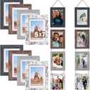 Qunclay 2 Set 5 x 7 Wall Hanging Picture Frames Collage with 8 Openings, Rustic Picture Frames Multiple for Friend Family Wedding Photos, Farmhouse Decor, Wedding Housewarming Birthday Gifts