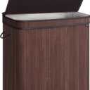 SONGMICS Laundry Hamper with Lid, Bamboo Laundry Basket, Removable Machine Washable Laundry Basket, with Handles, 39.6-Gallons, for Laundry Room, Bedroom, Bathroom, Chestnut Brown ULCB062K01