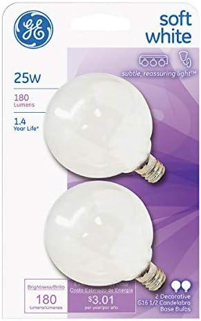 GE Lighting 44412 25 Watt White Vanity Globe Light Bulbs 2 Count GE Lighting 44412 25 Watt White Vanity Globe Light Bulbs 2 Count