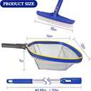 Poolvio Swimming Pool Cleaning Kit, 14'' Brush Head & 50'' Telescopic Aluminum Pole with Fine Mesh Skimmer Net - Perfect for Above Ground Pools, Spas, Hot Tub Fountains Blue (PK0140)