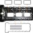 N55 Engine Valve Cover Kit with Gasket, Bolts & Oil Cap — Compatible with BMW 135i 335i 535i 640i 740i X3 X5 X6 1 3 5 6 7 Series (2011-2018) — Replaces OEM # 11127570292